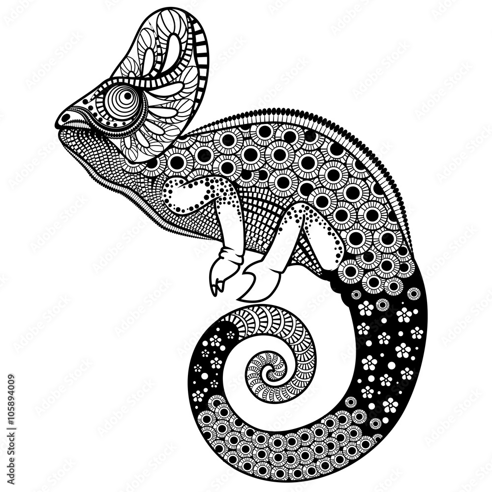 Naklejka premium Ornate chameleon vector illustration