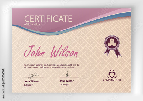 Certificate or Diploma of completion design template. Vector illustration of Certificate of Achievement, award, winner certificate.