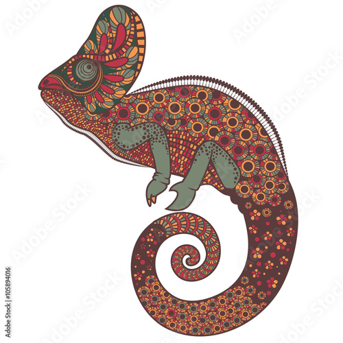 Colorful ornate chameleon vector illustration