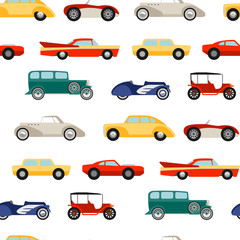 Acrylglasbilder Automuster Retro Autos Muster im Vintagestil  © Black Spring
