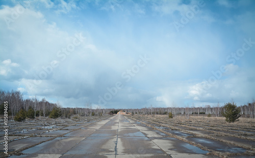 abandoned airfield in nuclear in zyabrovka. Belarus