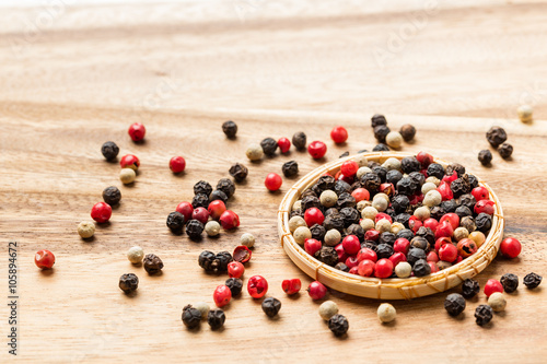 Konstfotografi Colorful peppercorn on wooden background