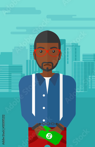 Man handcuffed for crime.