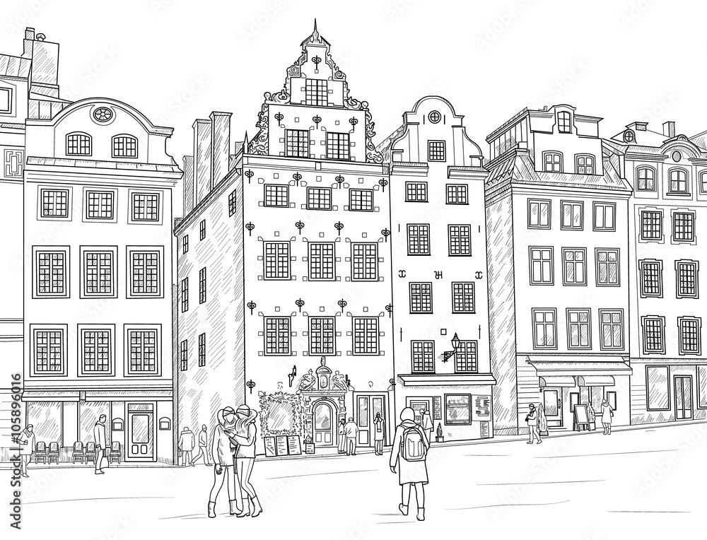 Sketch Stortorget in Stockholm