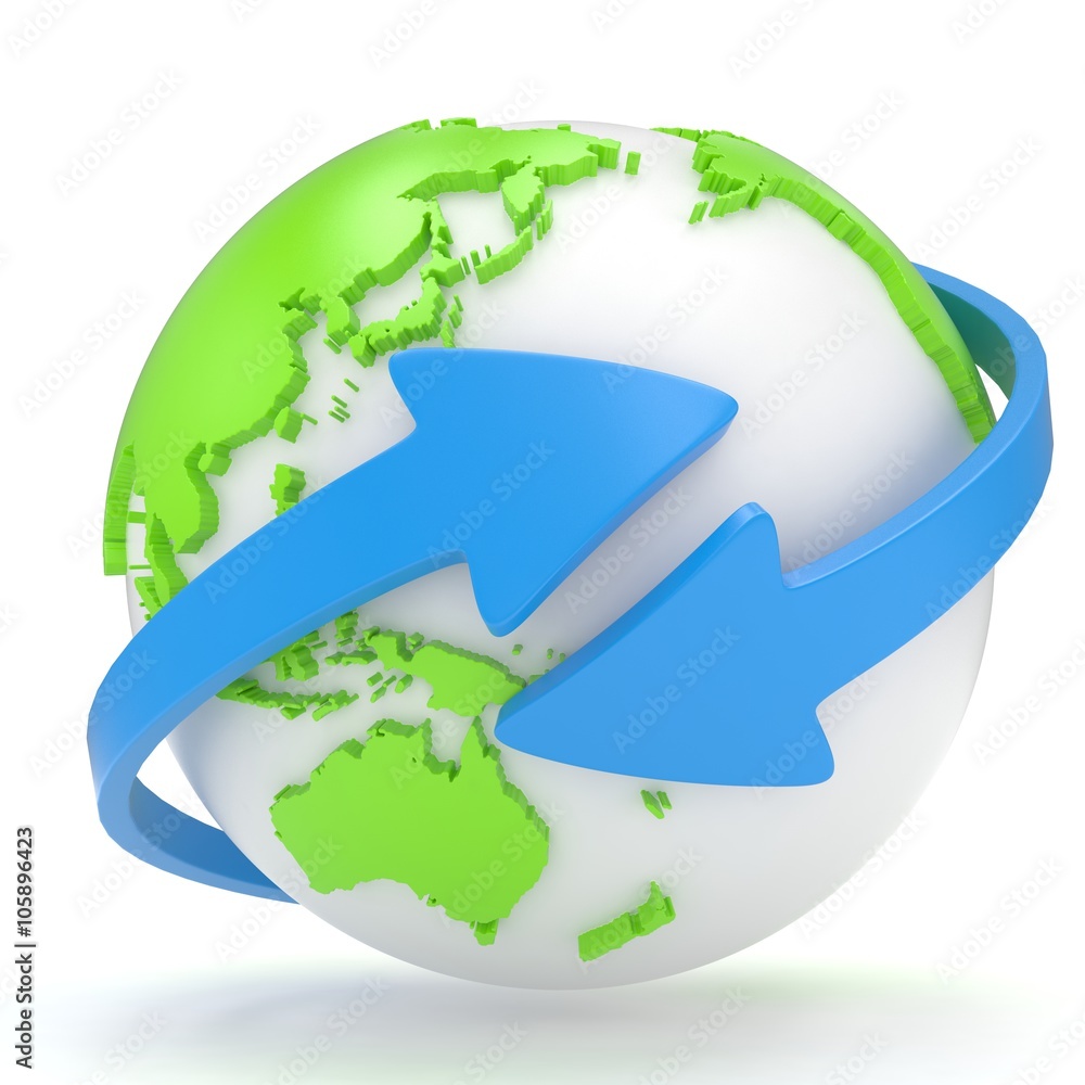 Naklejka premium Arrows and Earth globe. 3d render