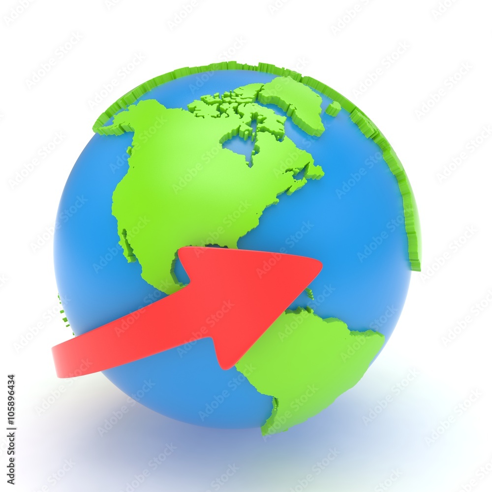 Fototapeta premium Arrow and Earth globe. 3d render