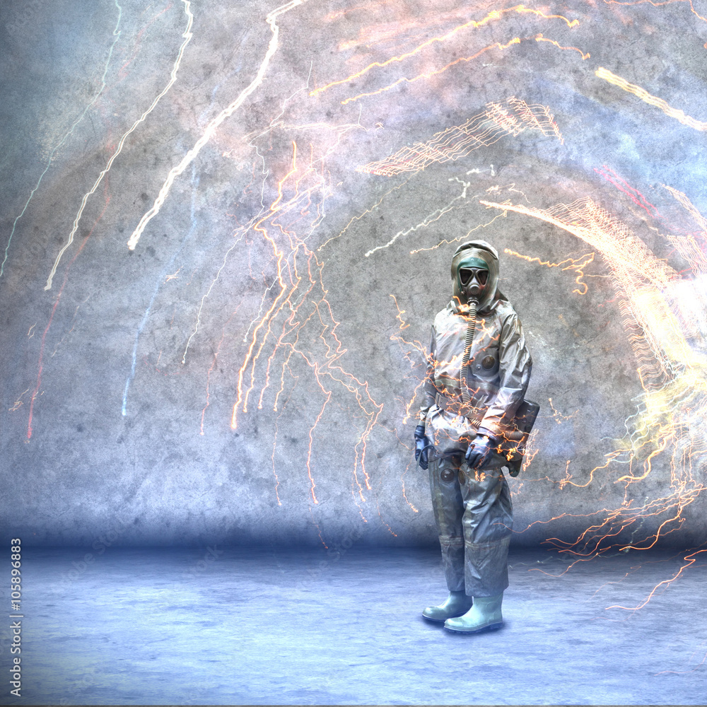 Soldier wearing a gas mask Soldier wearing a gas mask
