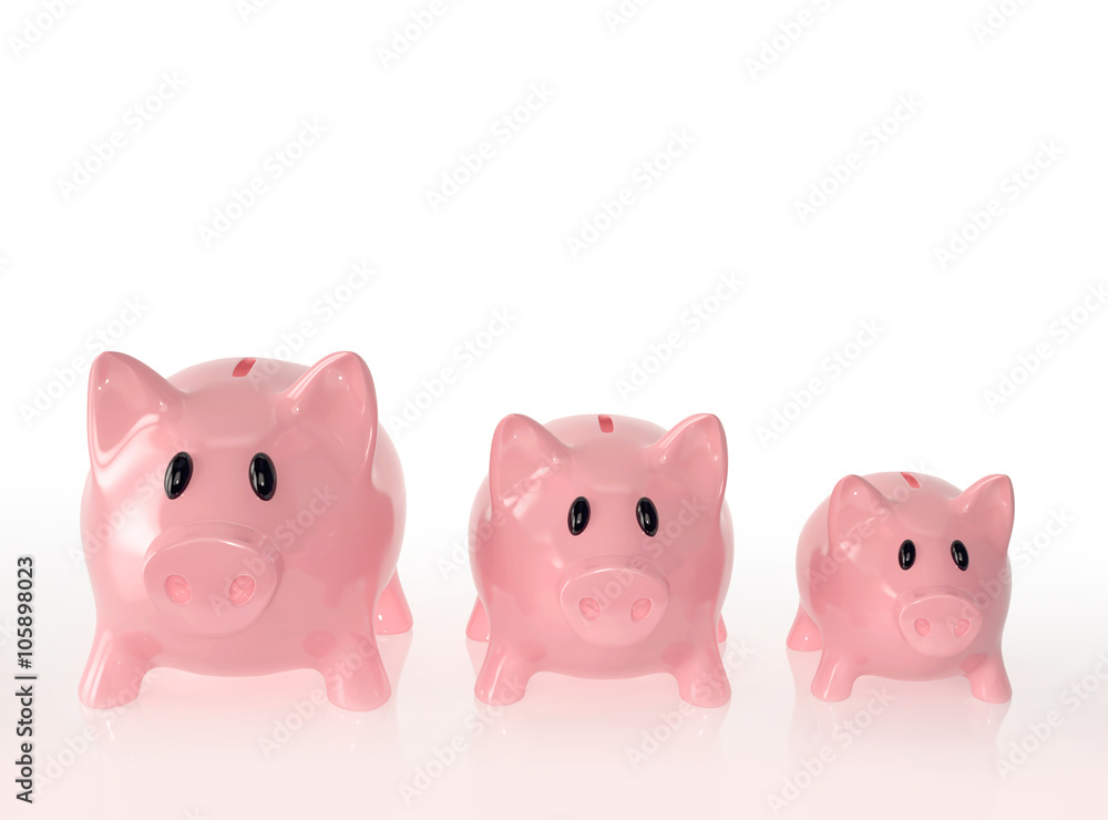 Piggy bank family with large, medium, and small size Piggy bank family with large, medium, and small size