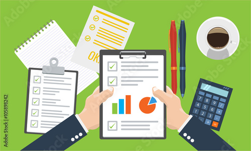 Paper sheet, hands, magnifier, paperwork, consultant, business adviser financial audit