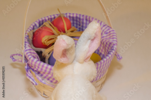 Easter Eggs Basket With Bunny in Front