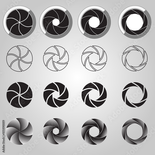 Camera shutter aperture icons