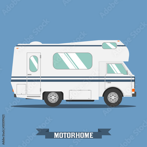 Traveler truck flat vector icon.