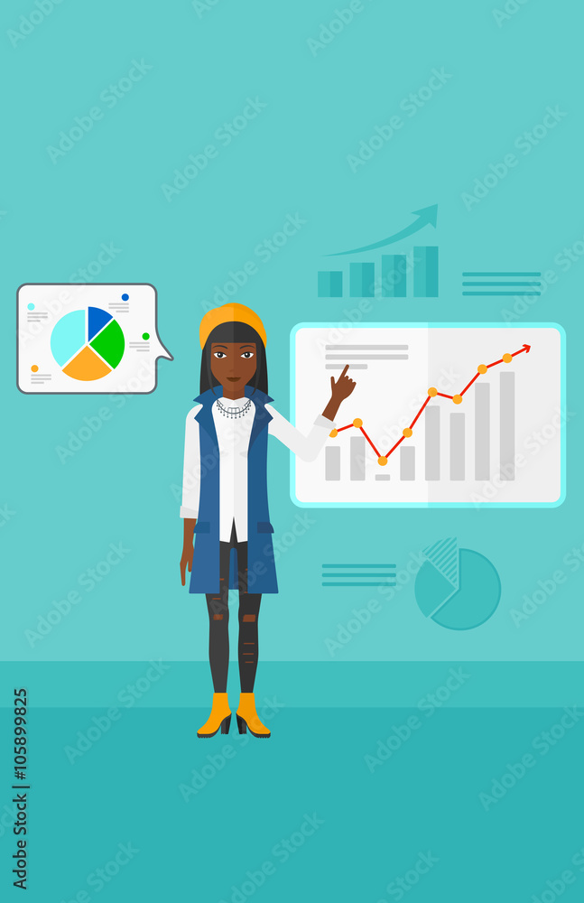 Business woman presenting report. Business woman presenting report.