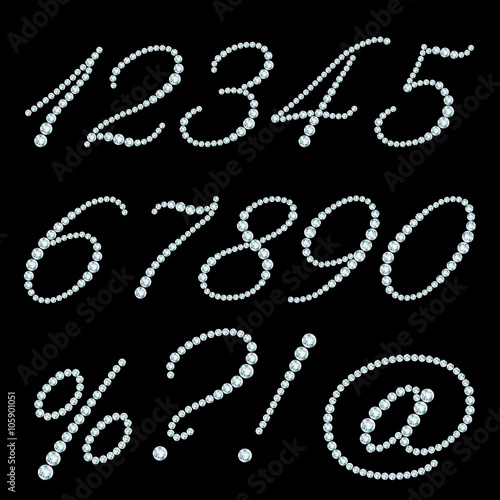 Set of diamond numbers and punctuation symbols.
