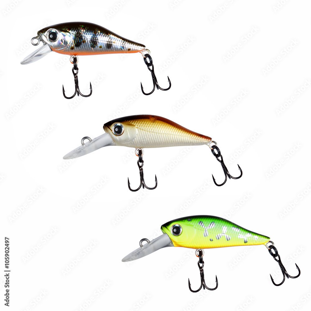 Set of different small fishing lures for catching chub and ide, Stock Photo