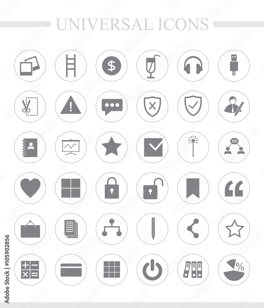 36 universal icons for web and mobile. Vector icon set. 36 universal icons for web and mobile. Vector icon set.