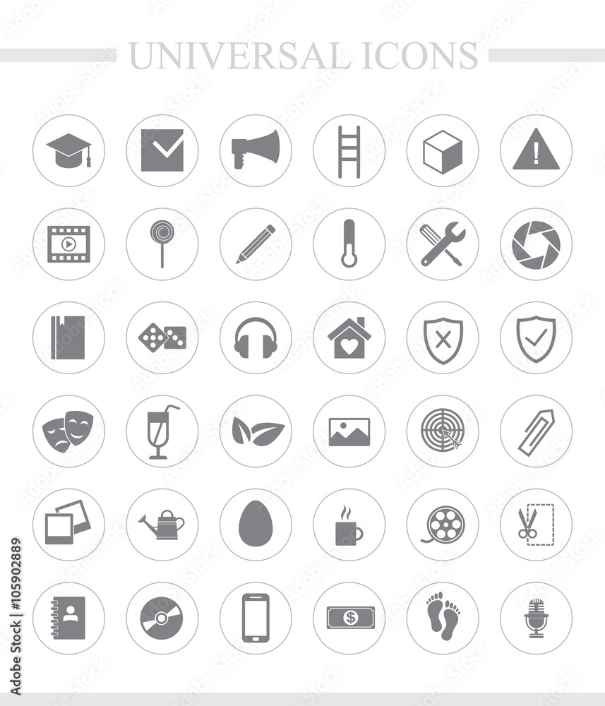 36 universal icons for web and mobile. Vector icon set. 36 universal icons for web and mobile. Vector icon set.