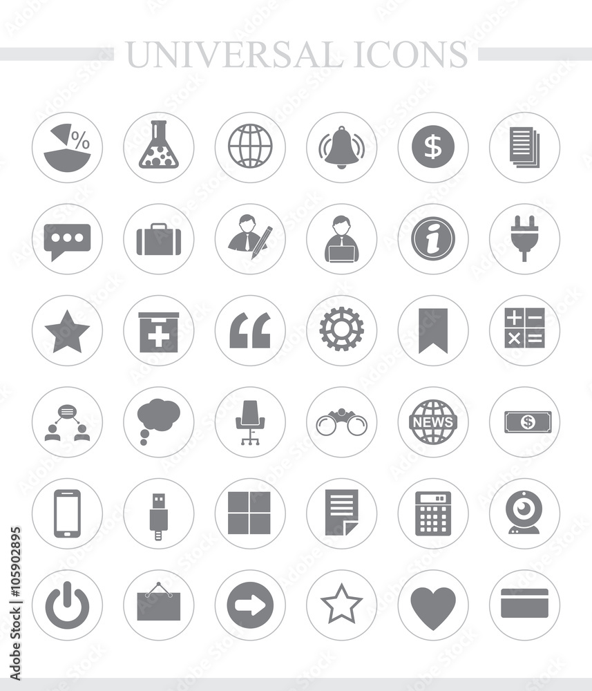 36 universal icons for web and mobile. Vector icon set. 36 universal icons for web and mobile. Vector icon set.