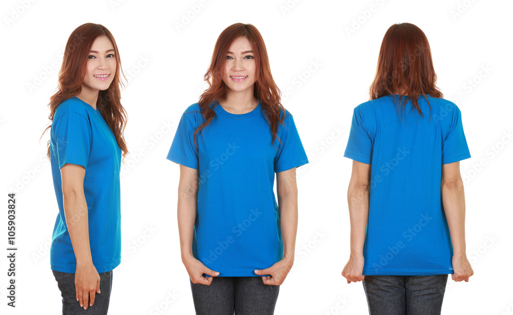 Obraz premium young beautiful female with blank t-shirt