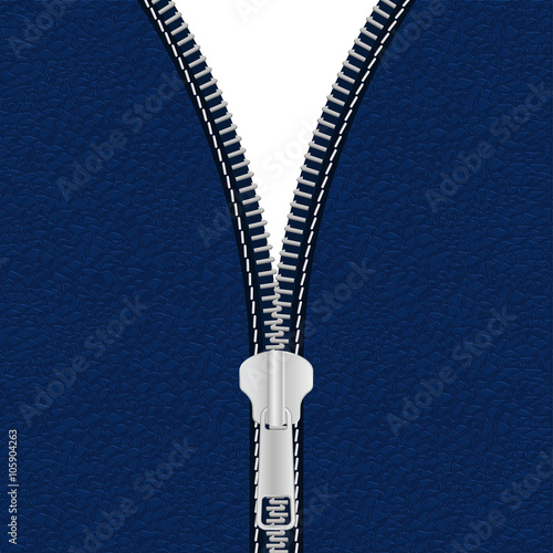 Leather background with open Zipper
