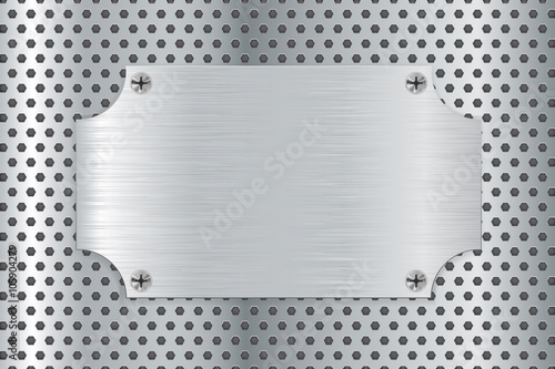 Metal brushed plate on steel background