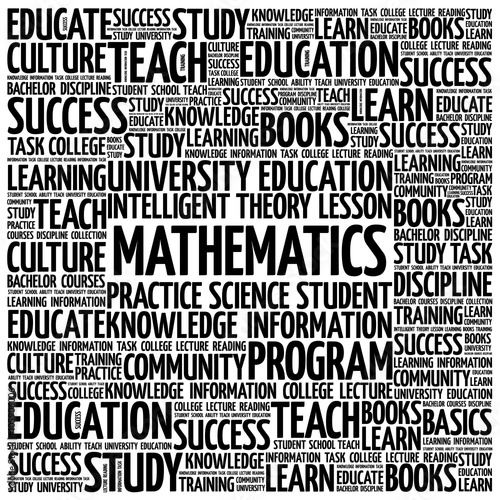 Mathematics word cloud, education concept background