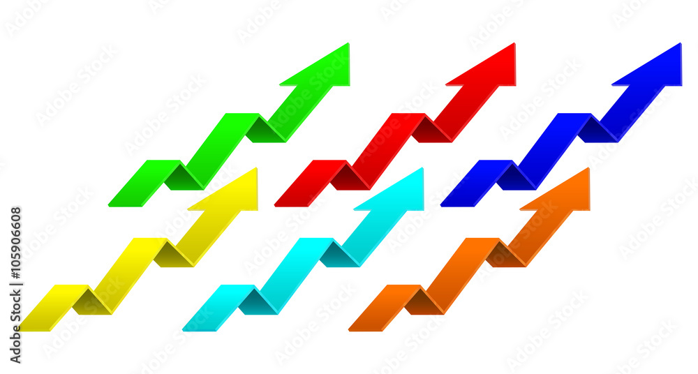 Arrows. Colored set. Indication arrows - up arrows, statistic financial graphics Arrows. Colored set. Indication arrows - up arrows, statistic financial graphics