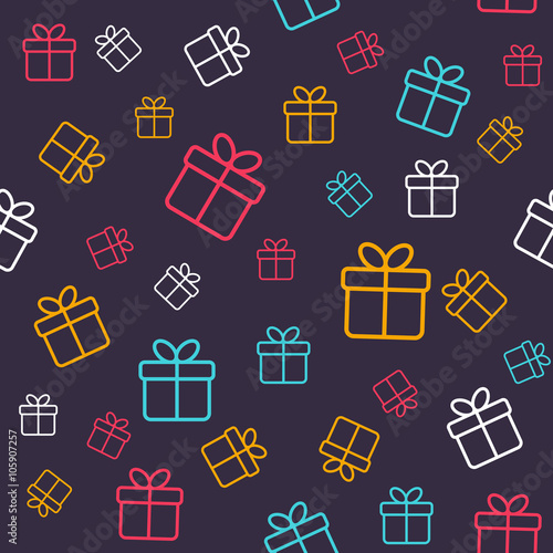 Seamless pattern with colorful gift boxes
