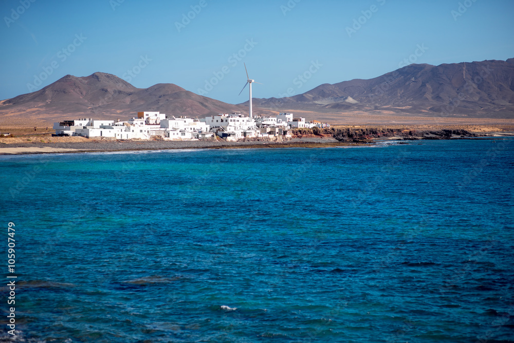 Puerto de la Cruz village on the south cape of Fuerteventura island in Spain