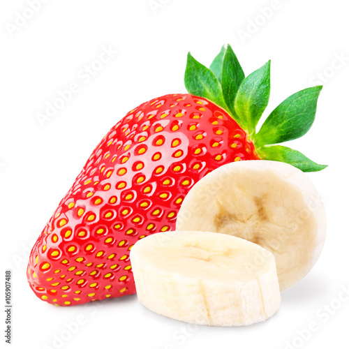 Red berry strawberry banana  isolated on white background
