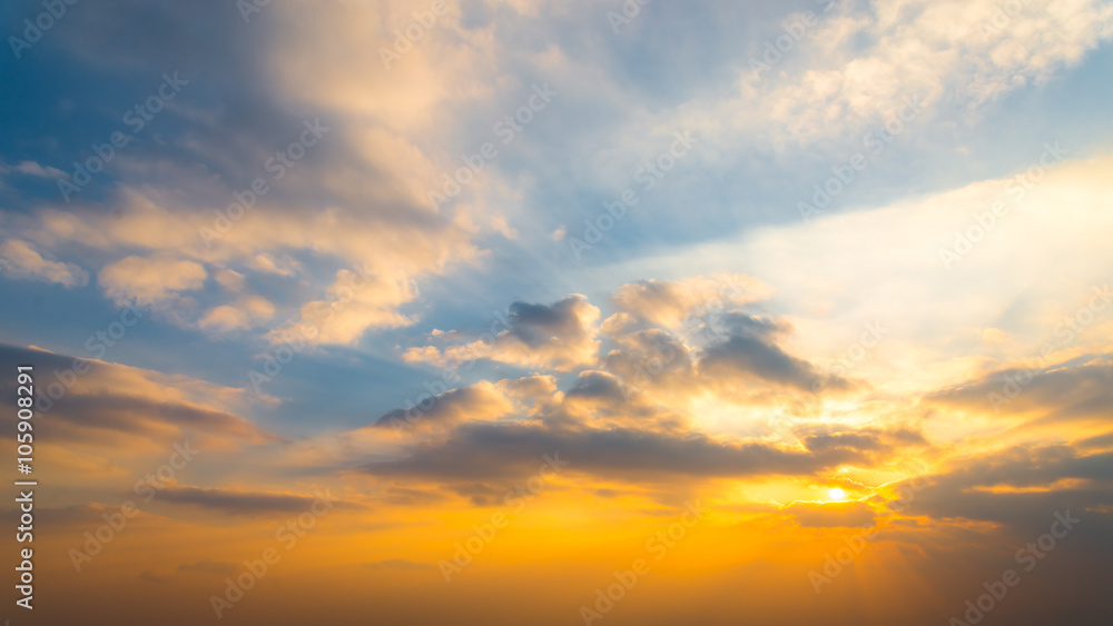 Dramatic sunset and sunrise sky.