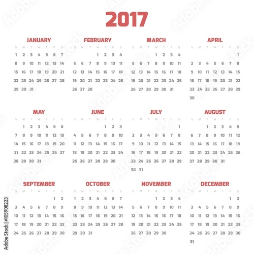 Modern style calendar for 2017