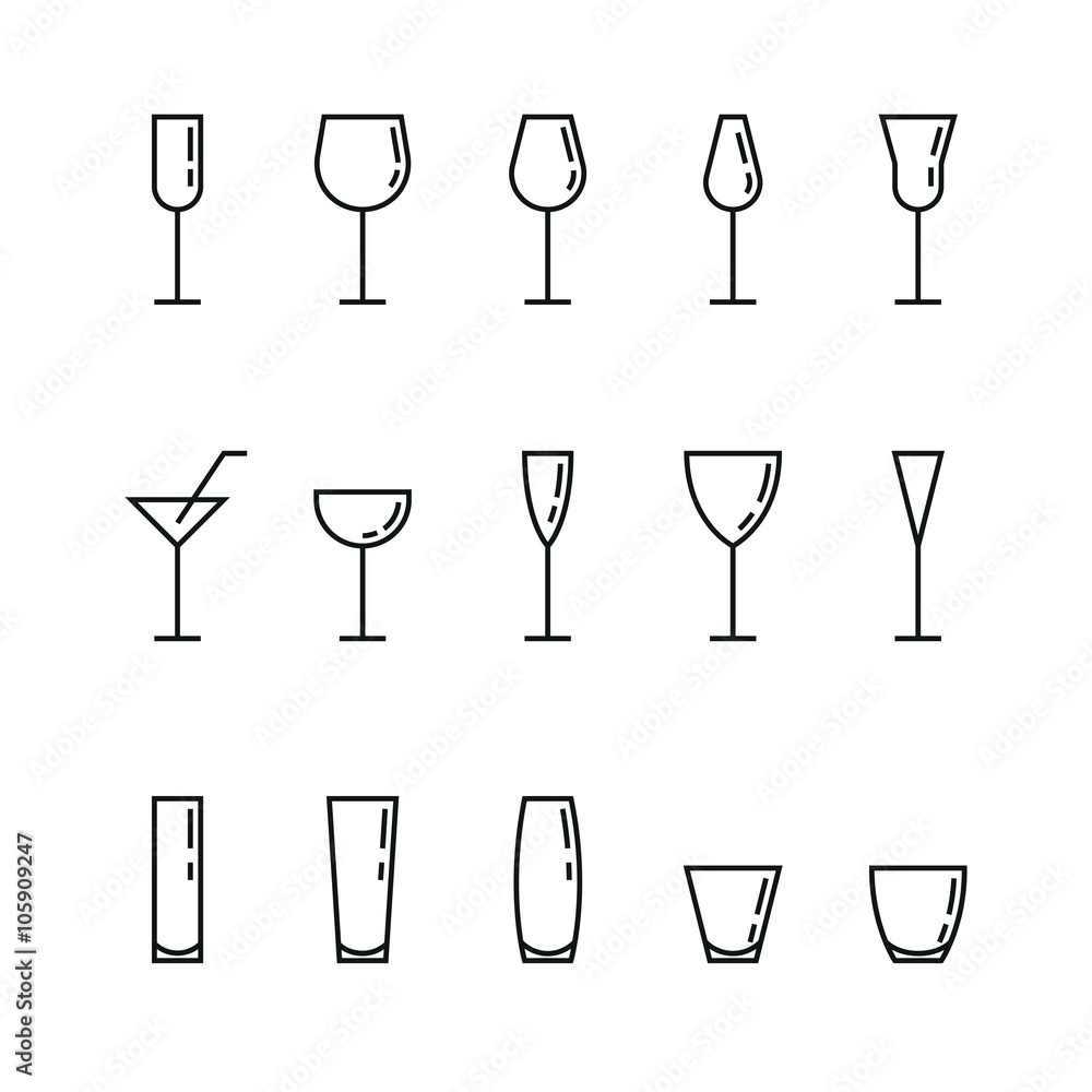 Premium Vector  Set of collection bar glassware