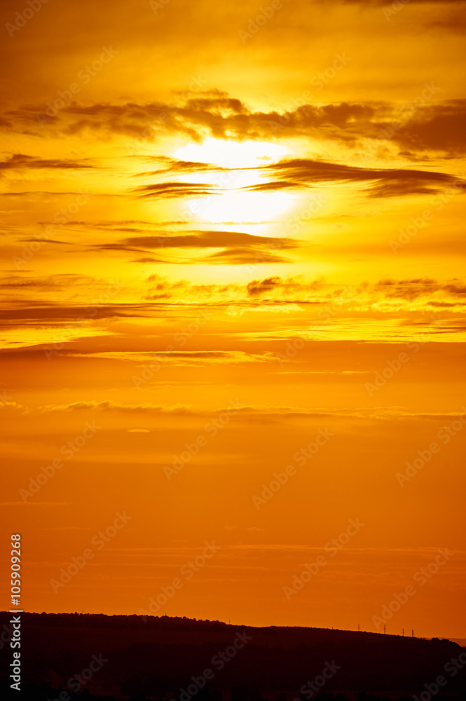 golden sunset closeup background, evening sky