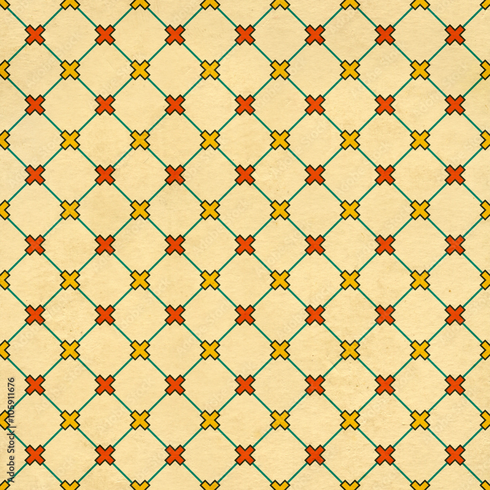 Fototapeta premium Seamless texture of the old paper with geometric ornamental patt