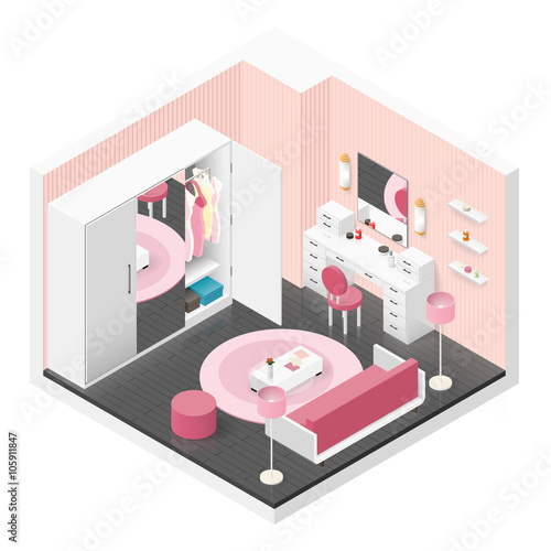 Women room isometric icon set