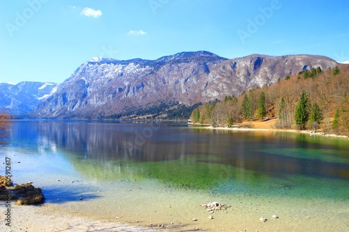 Beautiful nature on Lake Bohinj in Slovenia  photo