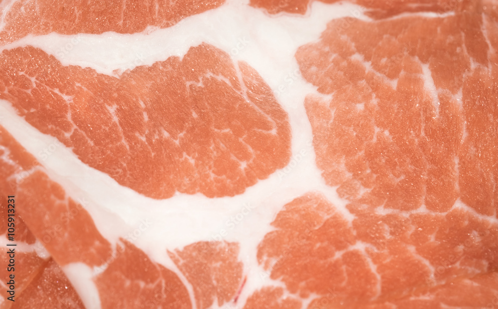 Slice raw pork texture background.