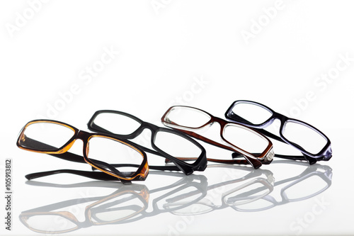 Group of glasses on a white background