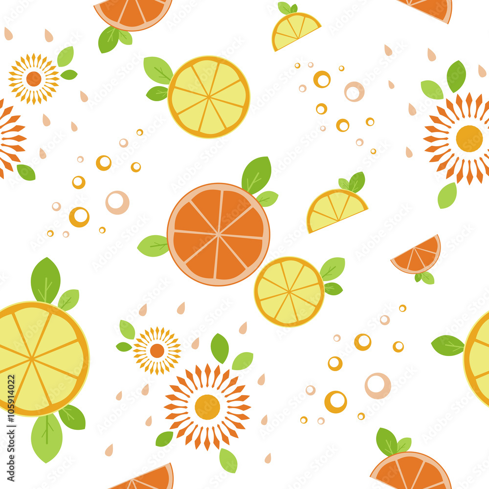 Citrus mix. Seamless pattern. White background Citrus mix. Seamless pattern. White background