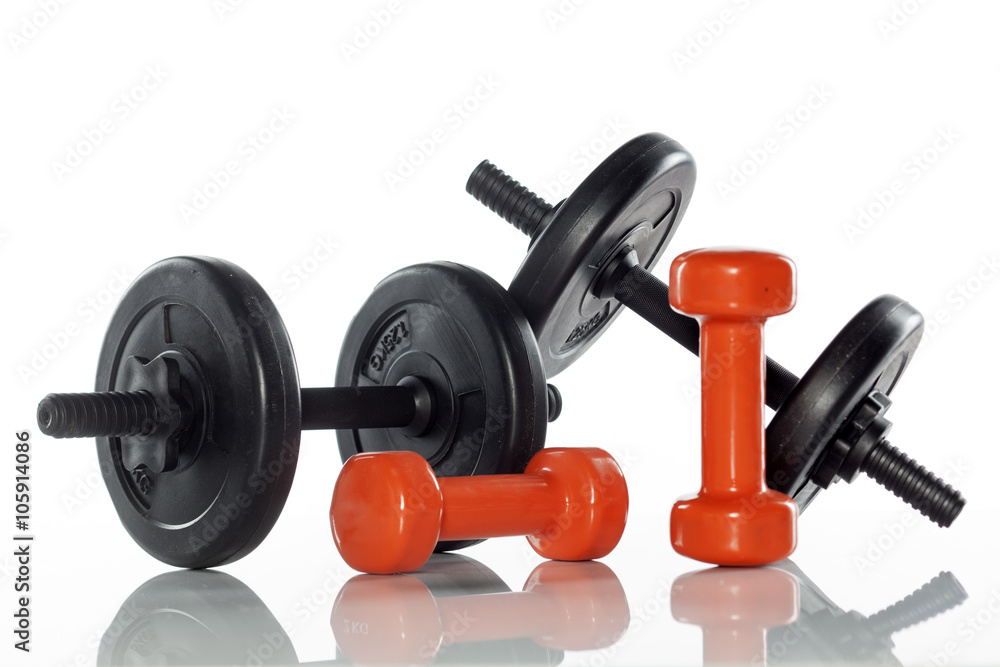 group of weights on a white background group of weights on a white background