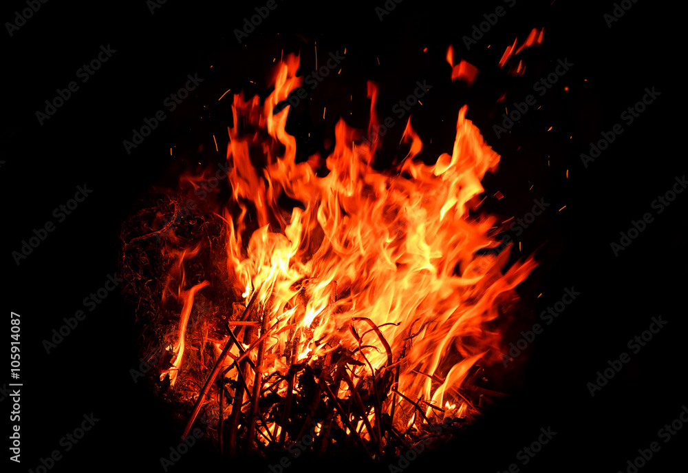 Fototapeta premium red hot blazing fire on black background