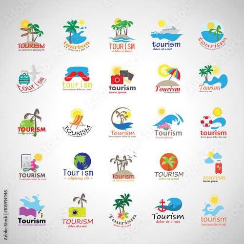 Summer Icons Set-Isolated On Gray Background.Vector Illustration Graphic Design.Vacation Icons.For Web Websites Print Presentation Templates  Mobile Applications And Promotional Materials.Flat Sign