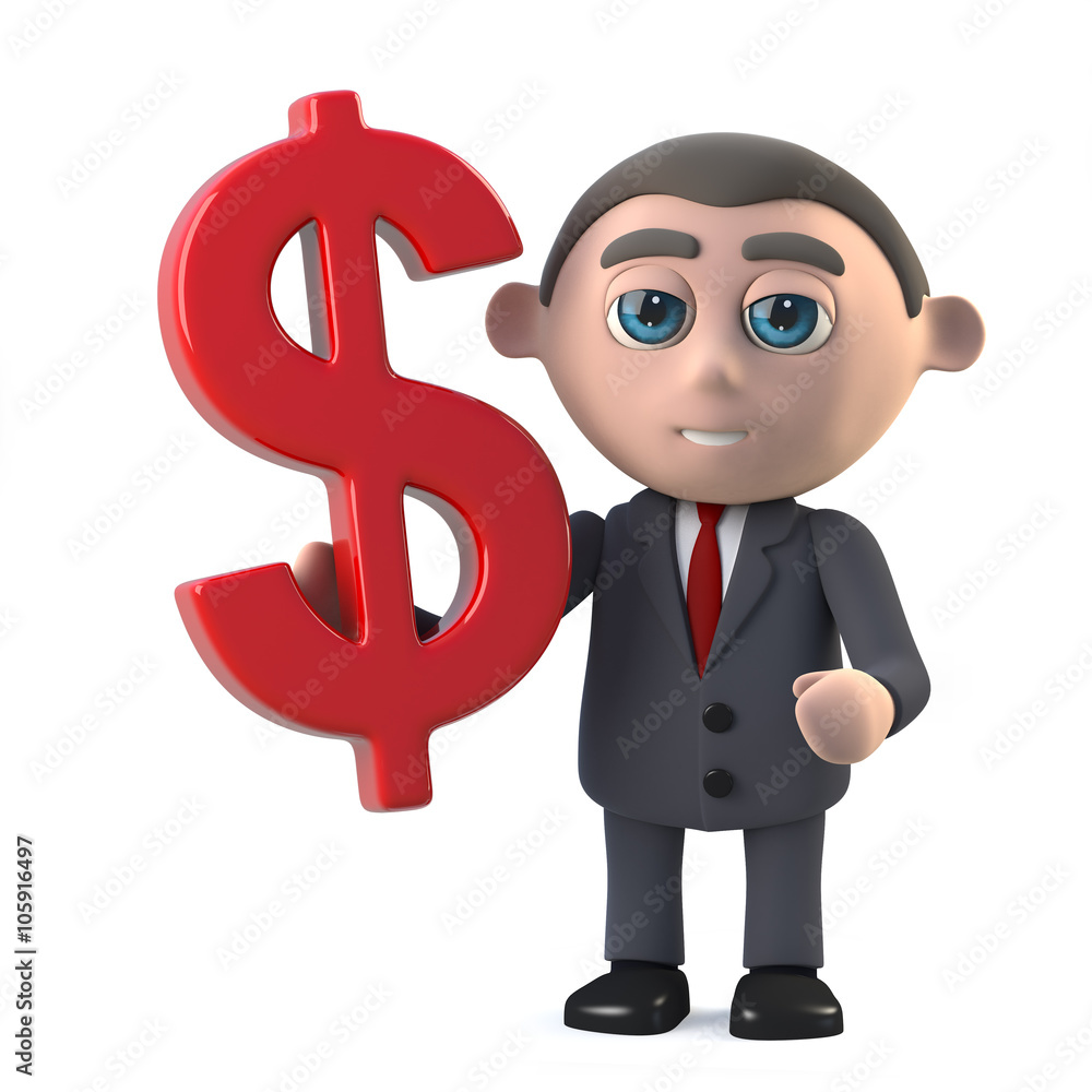 3d Businessman holds US Dollar currency symbol 3d Businessman holds US Dollar currency symbol