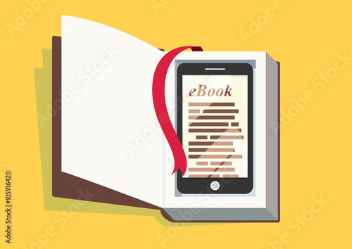 digital eBook reader technology conceptual illustration vector