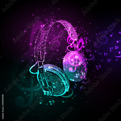 Abstract Headphones cover with note easy all editable