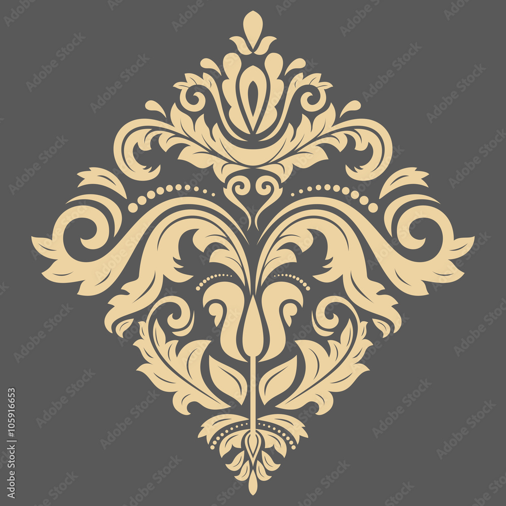 Damask floral pattern with oriental elements. Abstract traditional golden ornament Damask floral pattern with oriental elements. Abstract traditional golden ornament