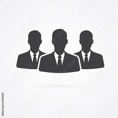 Avatar on businessman in tie. Simple falt icon with shadow.