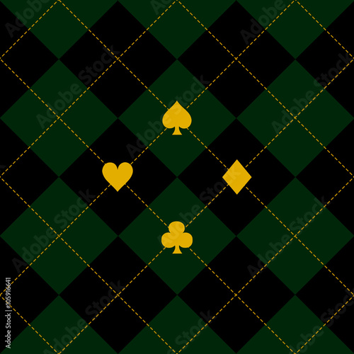 Card Suits Black Green Diamond Background Vector Illustration