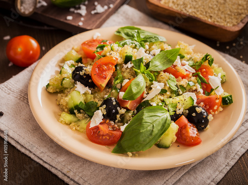 Tomato cucumber feta olive quinoa salad